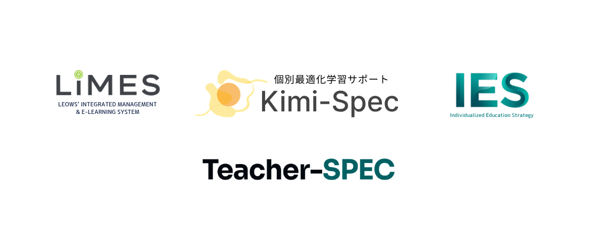 LEOWS 各サービスのロゴ（LiMES、Kimi-Spec、IES、Teacher-SPEC）